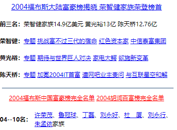 中国历届福布斯首富及现状之2004年荣智健