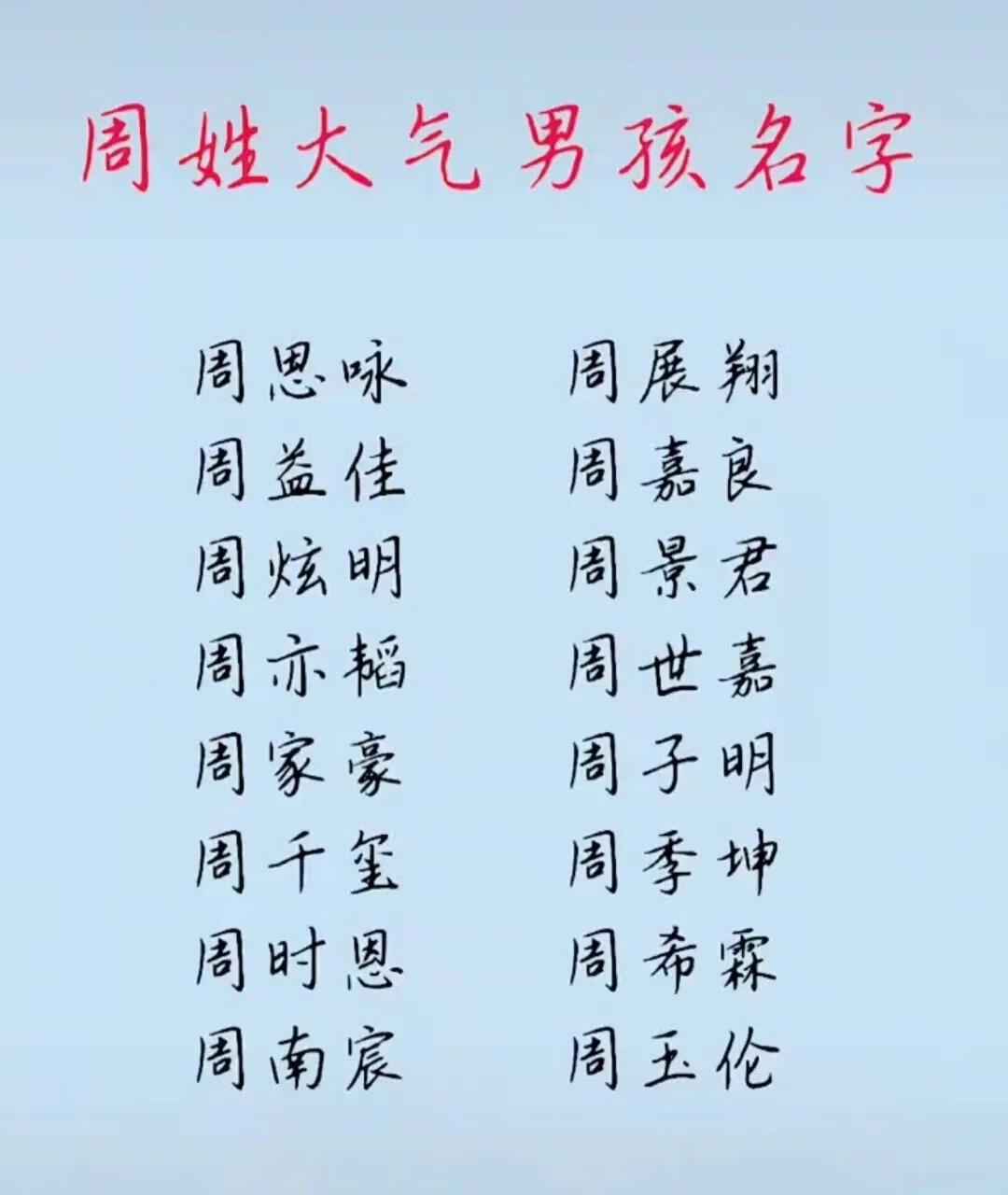 周姓名字(周姓名人的名字大全集)