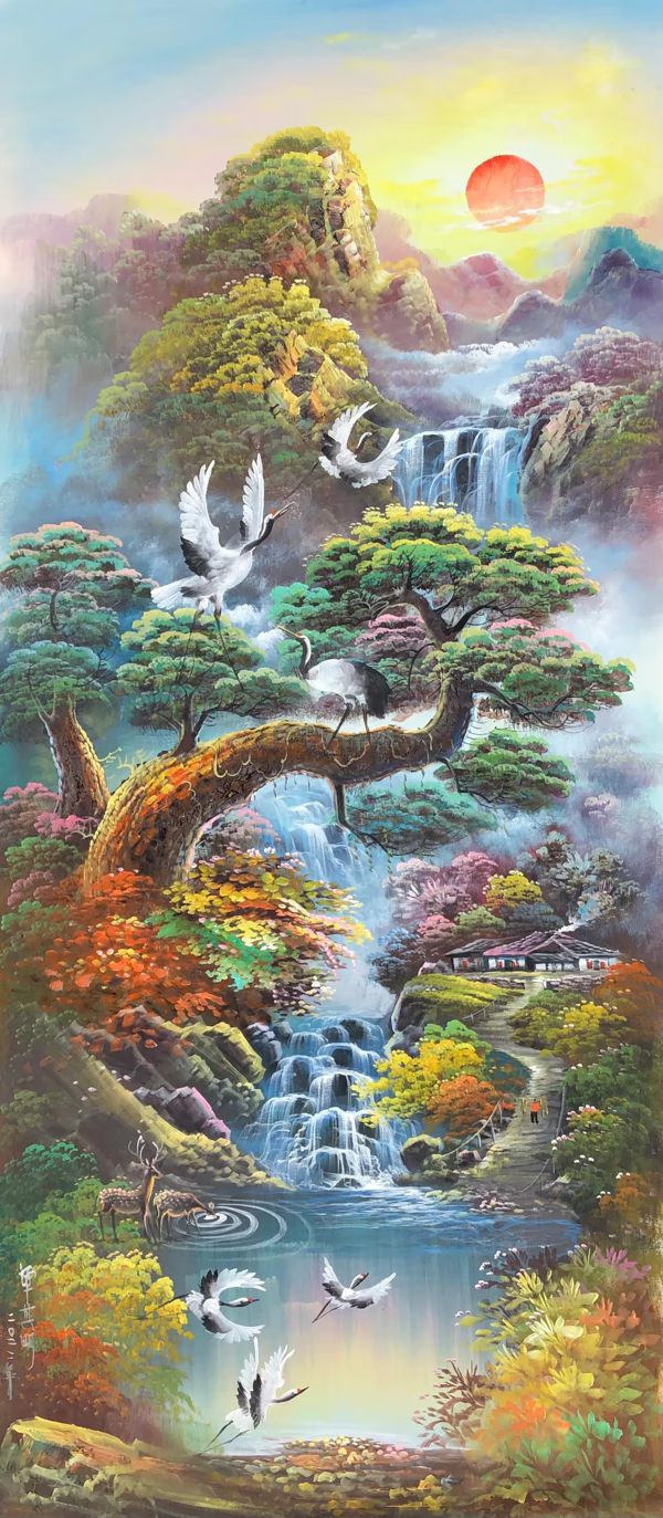 聚宝盆油画高清图聚宝盆风景油画