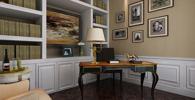 书房确定后,再确定书桌的摆放,方法同上,在书房里找到文昌位,安置写字