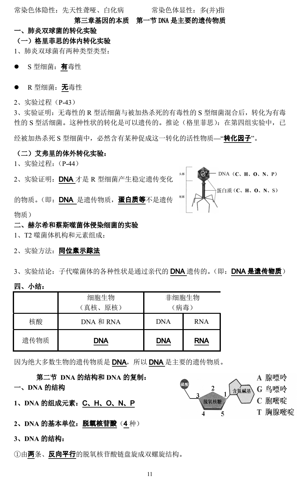 高中生物知识点总结(高一生物知识点归纳)