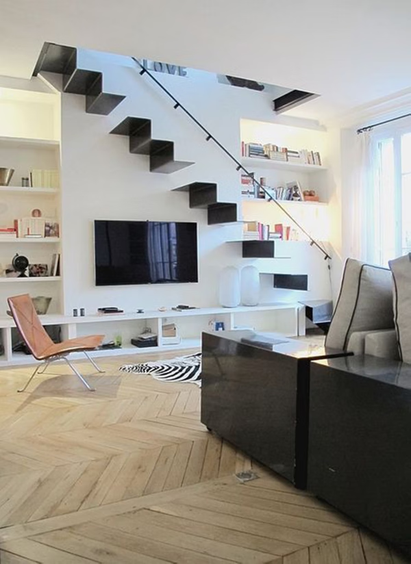 电视墙在楼梯下好不好(楼梯底下电视墙效果图)