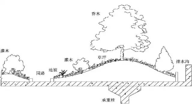 屋顶绿化植物种植池处理方法示意图屋顶绿化种植区构造层剖面示意图宜