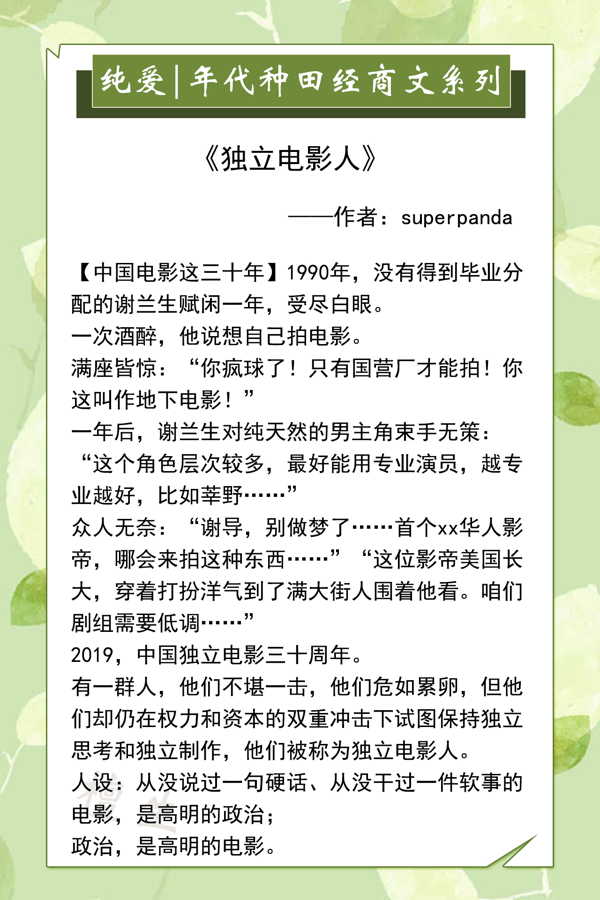 第二本:《独立电影人》作者:superpanda