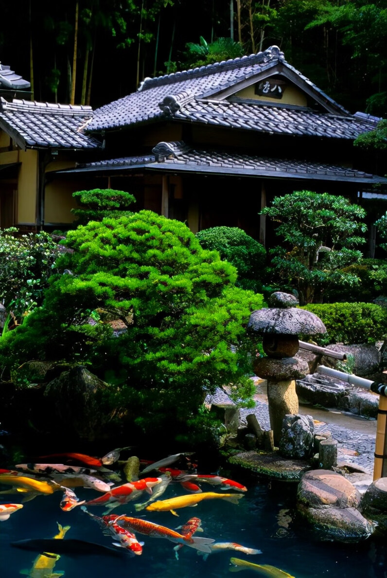 后花园景观鱼池设计(风水鱼池设计效果图)