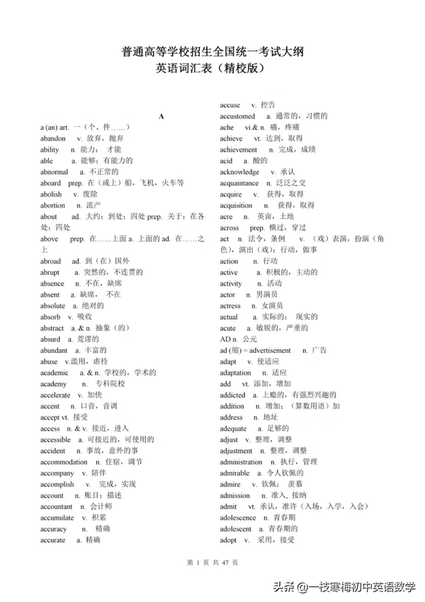 高考英语考试大纲词汇表（图片版）