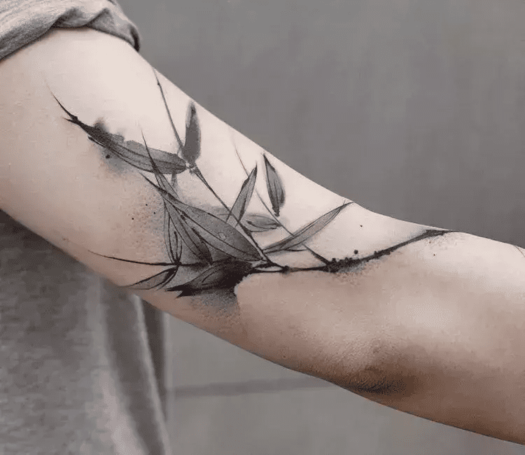 水墨花纹身图水墨花臂纹身