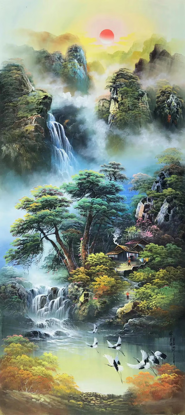 聚宝盆油画高清图聚宝盆风景油画