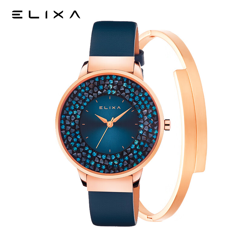 艾莉诗elixa瑞士手表女士石英表时尚简约欧美皮带女表dw 气质魅蓝e114