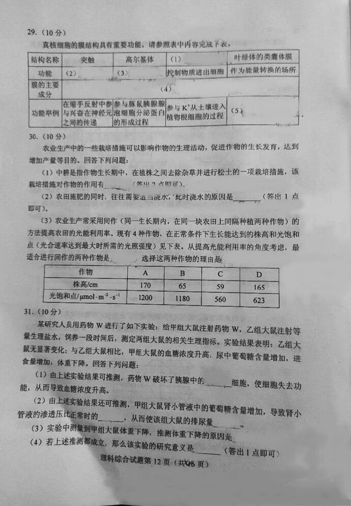 2020高考理综全国一卷解析(2020年高考理综全国一卷)