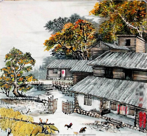 国画农家小院"院子情结"应该是每一个中国人心中的诗情画意中国的院子