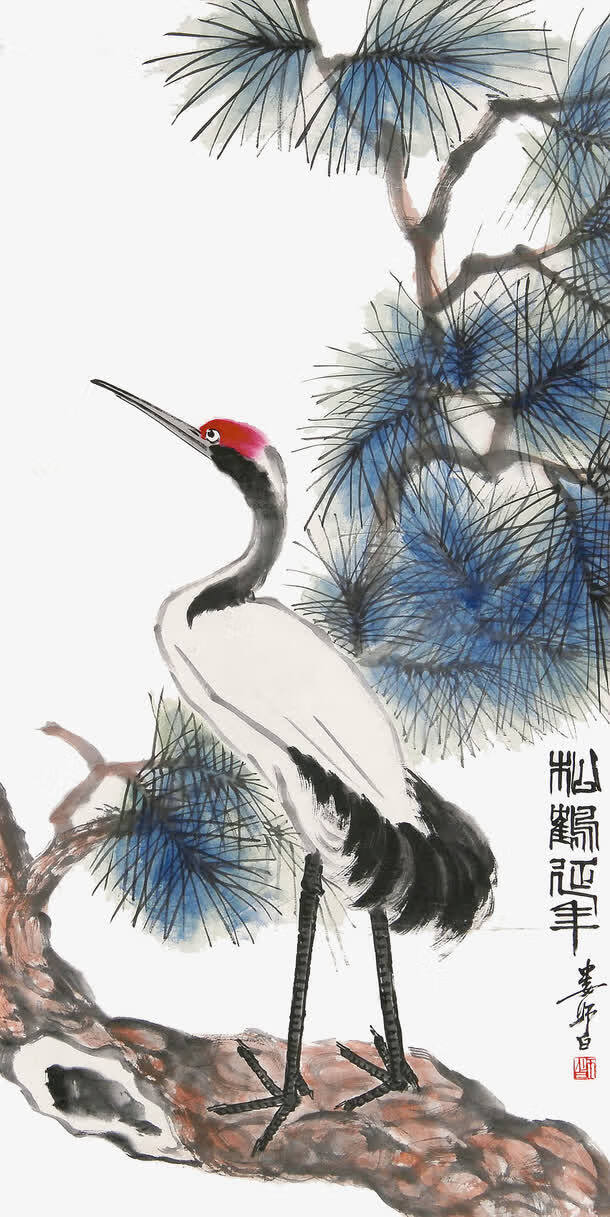 其中工笔画法与写意画法在描绘国画仙鹤中都要不小的作用