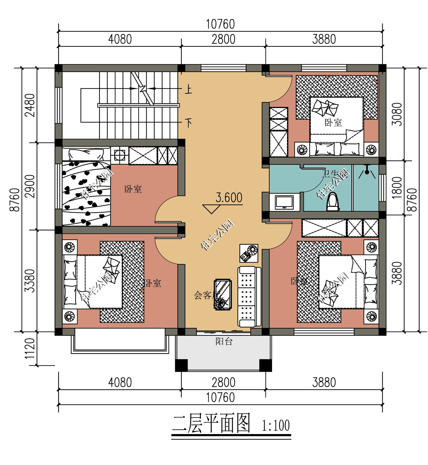 二層三百平米四衛六臥風水平面圖風水二室一廳二衛合適嗎