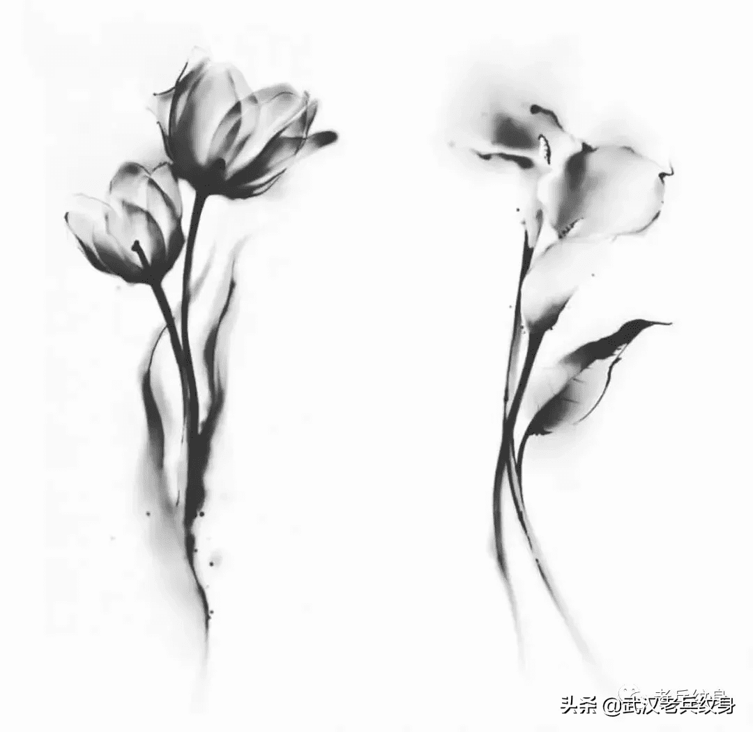 中国风水墨纹身图案泼墨纹身