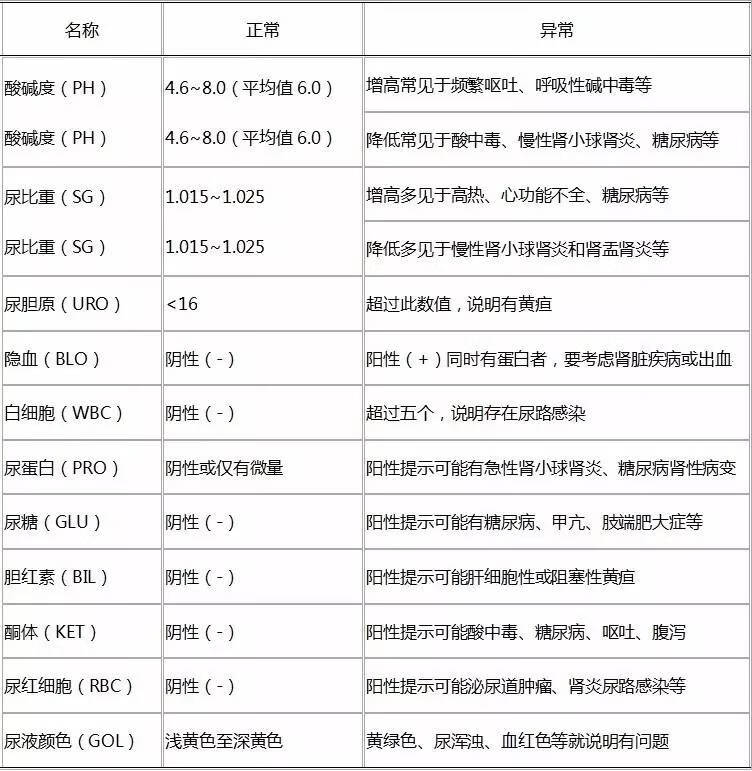 尿常规正常值对比(尿常规正常数值)