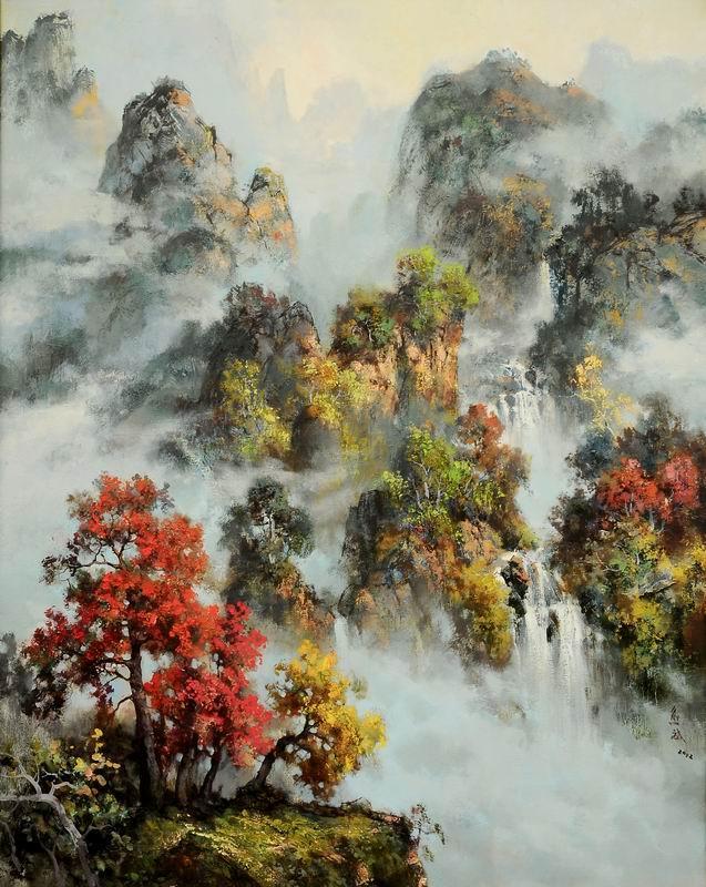 说白了也就是近年来兴起油画山水——以中国笔法为骨,以西方油画