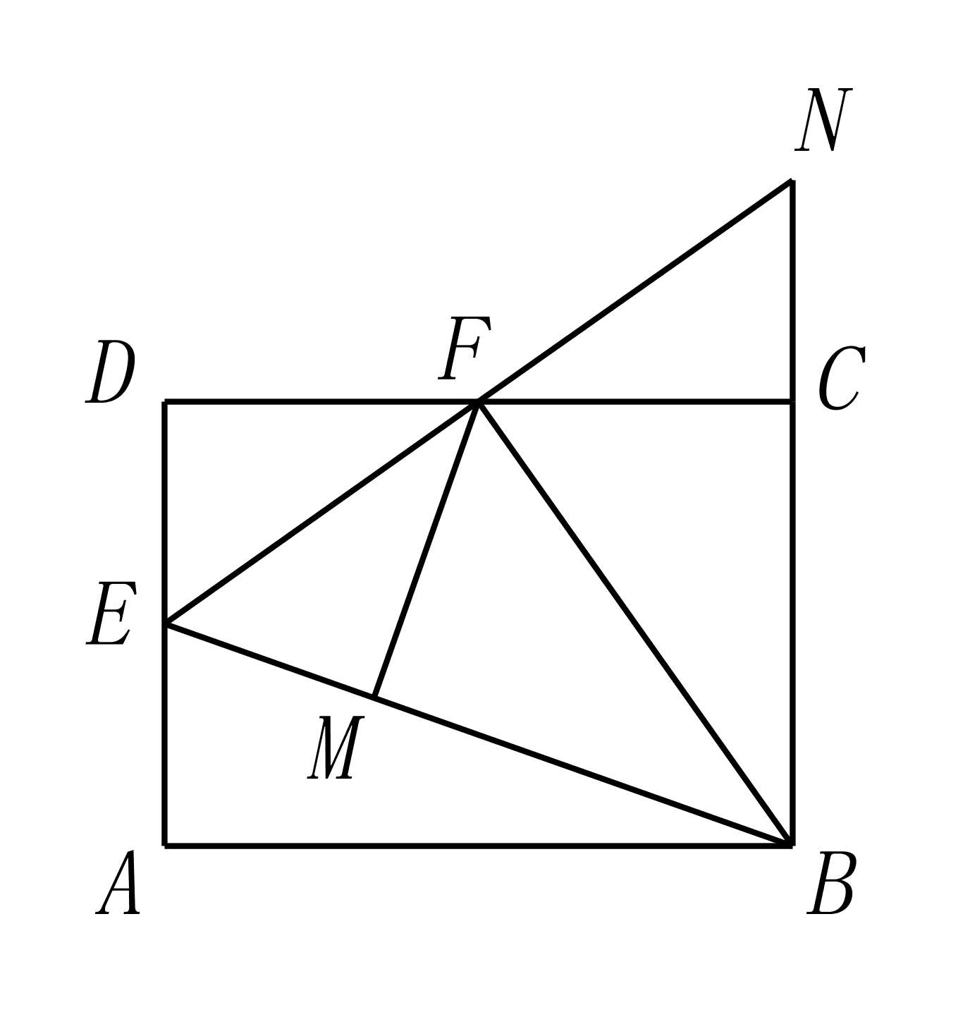 有下列结论:①df=cf;②bf⊥en;③△ben是等边三角形