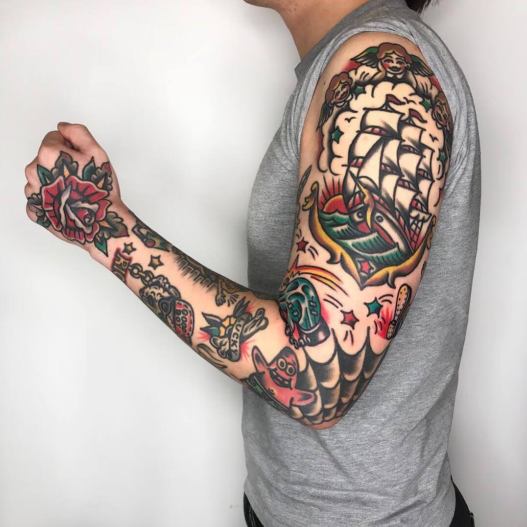 "old school"又可以解释为"老传统",old school纹身其实就是欧美的