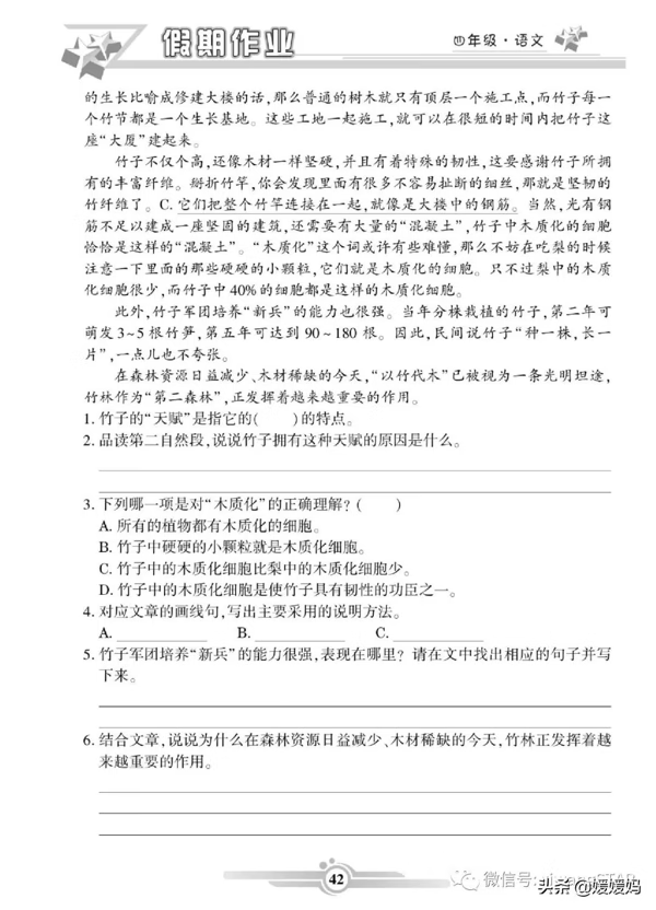 部编版语文四年级（上册）《寒假作业》