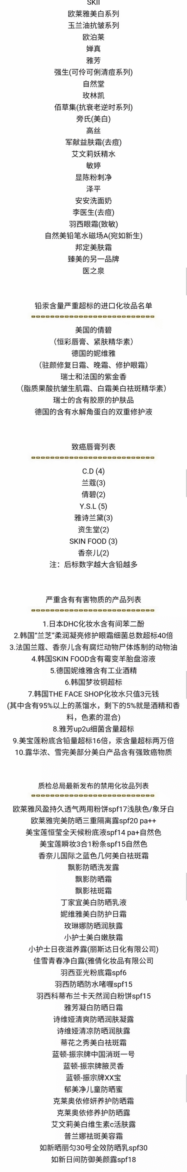 315不合格化妆品名单出来了