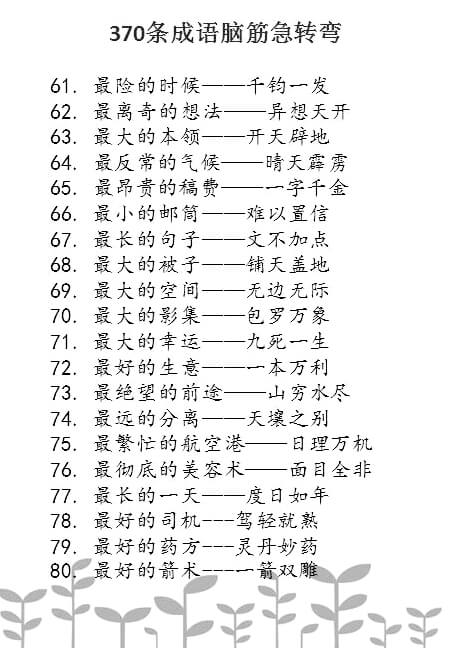 「转载」成语脑筋急转弯300+