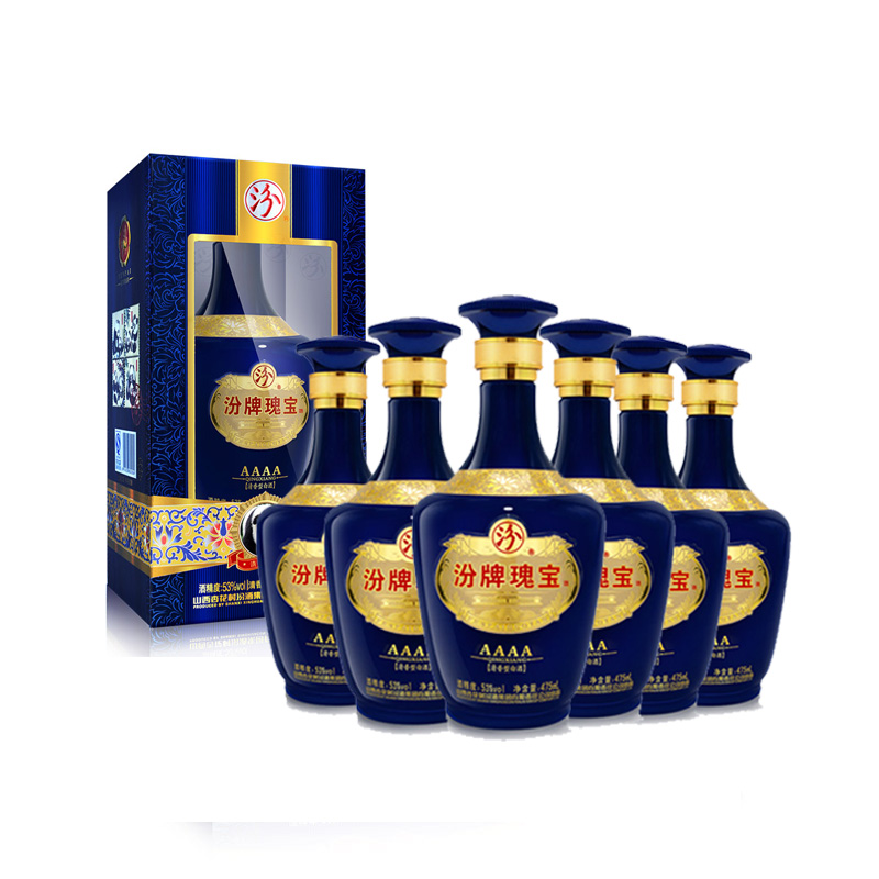 汾酒 汾牌瑰宝4a 53度 清香型白酒 475ml*6 整箱装