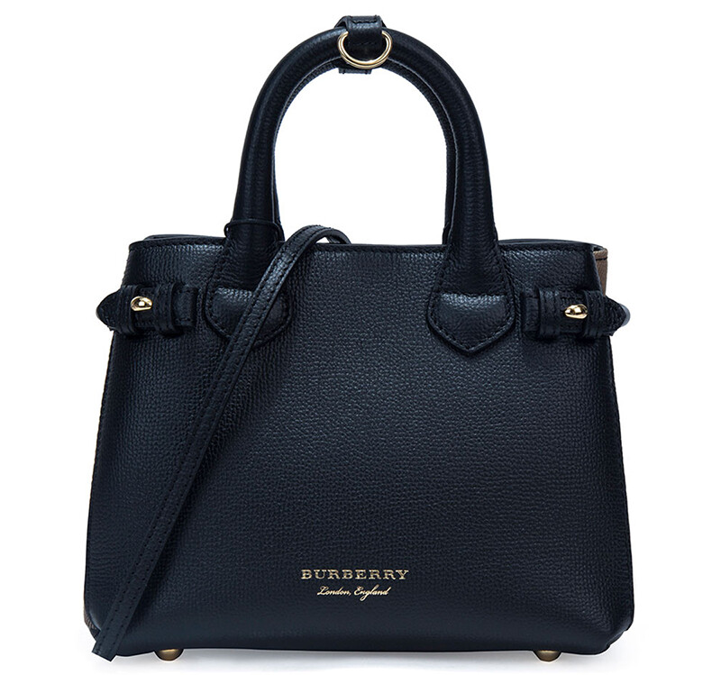 burberry 女士牛皮侧面格纹锁扣单肩包斜挎包 黑色 4023712