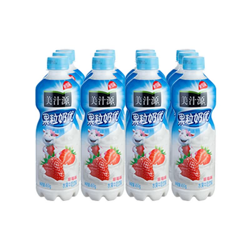 美汁源 果粒奶优 草莓味 450g*15瓶 整箱