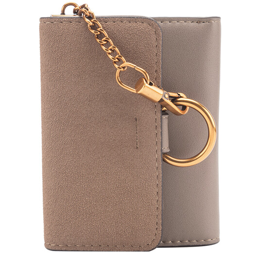 名创优品(miniso)圆扣磨砂三折女士钱包 驼色