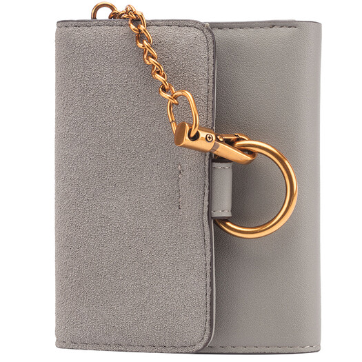 名创优品(miniso)圆扣磨砂三折女士钱包 灰色