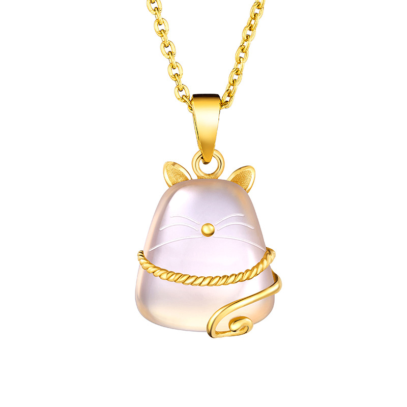 六福珠宝足金玉髓吊坠