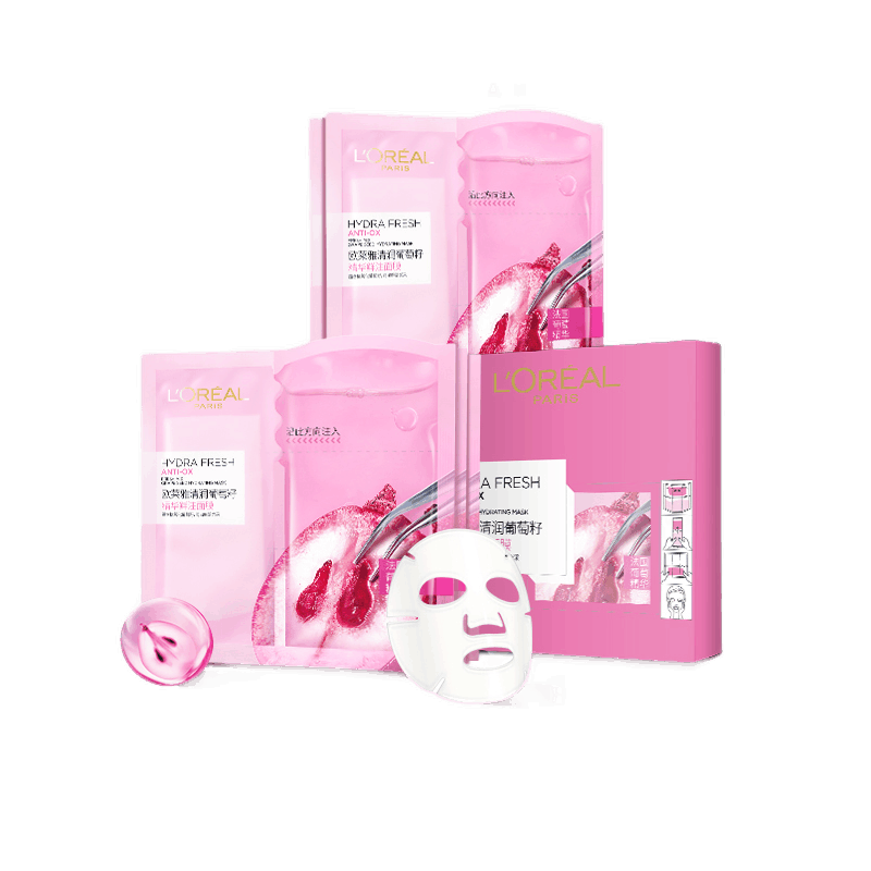 欧莱雅 清润葡萄籽精华鲜注面膜