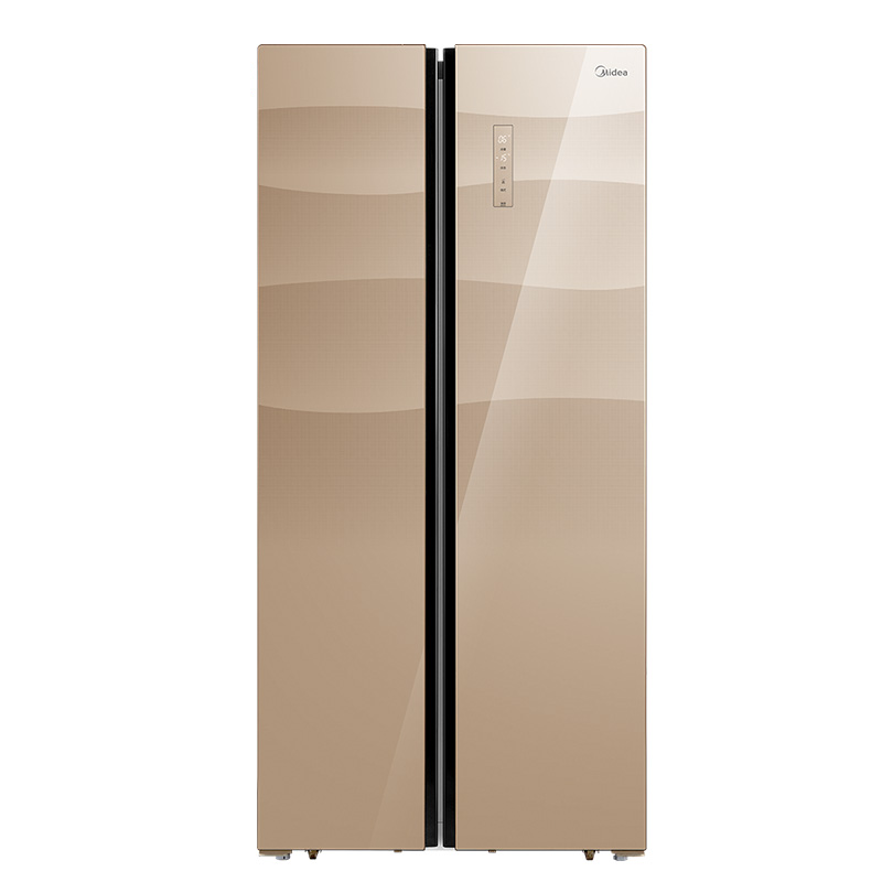 美的 彩晶玻璃面板对开门冰箱