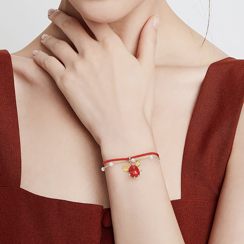 束芬 仿珍珠小老鼠双层手链
