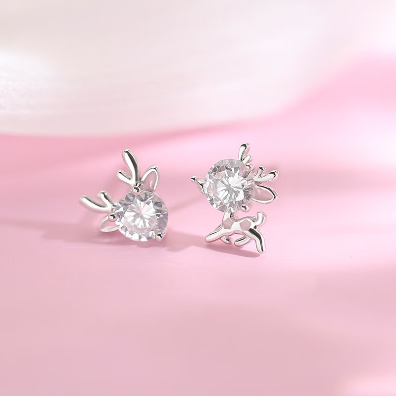 曼蒂娅 不对称小鹿角时尚耳饰