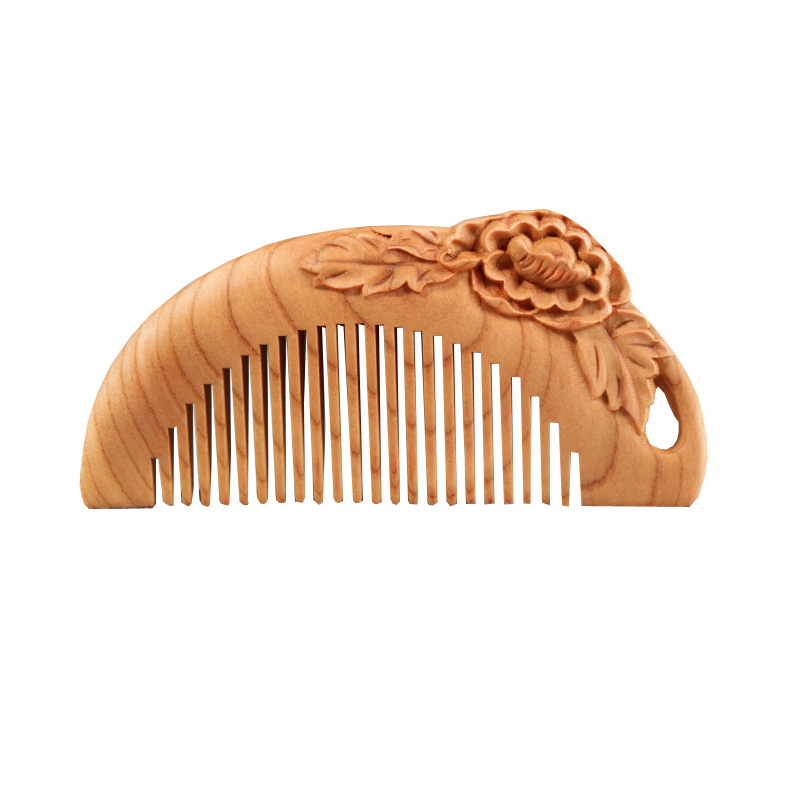 周广胜 桃木雕花 梳子