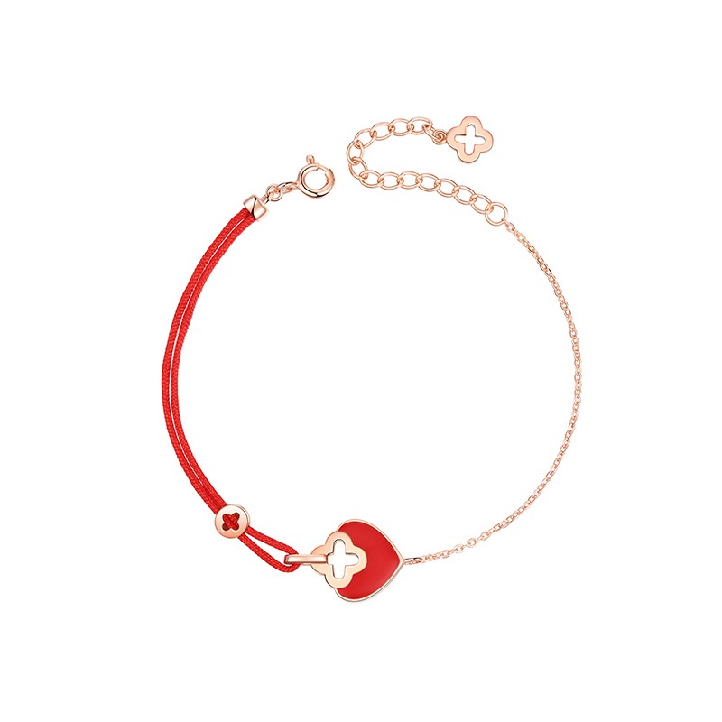 卡蒂罗925银红绳手链