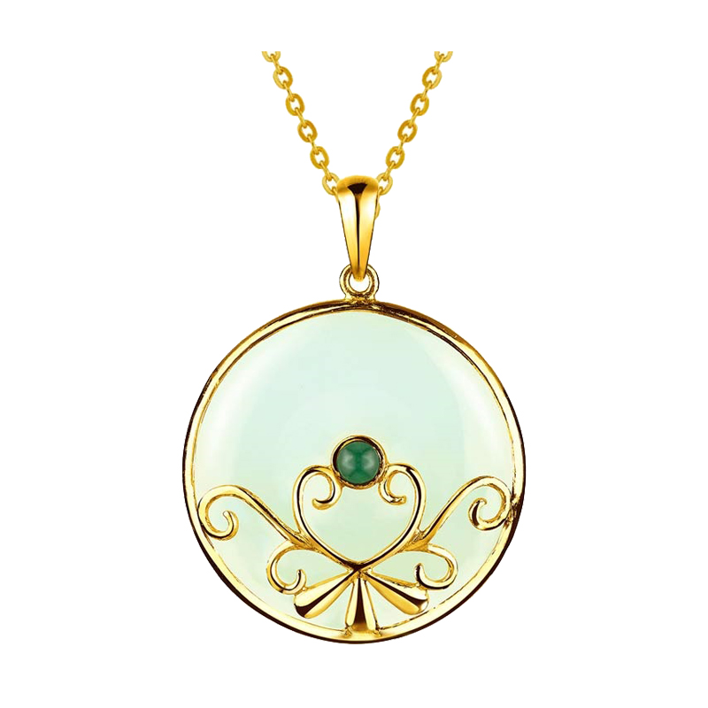 六福珠宝 和田玉黄金吊坠