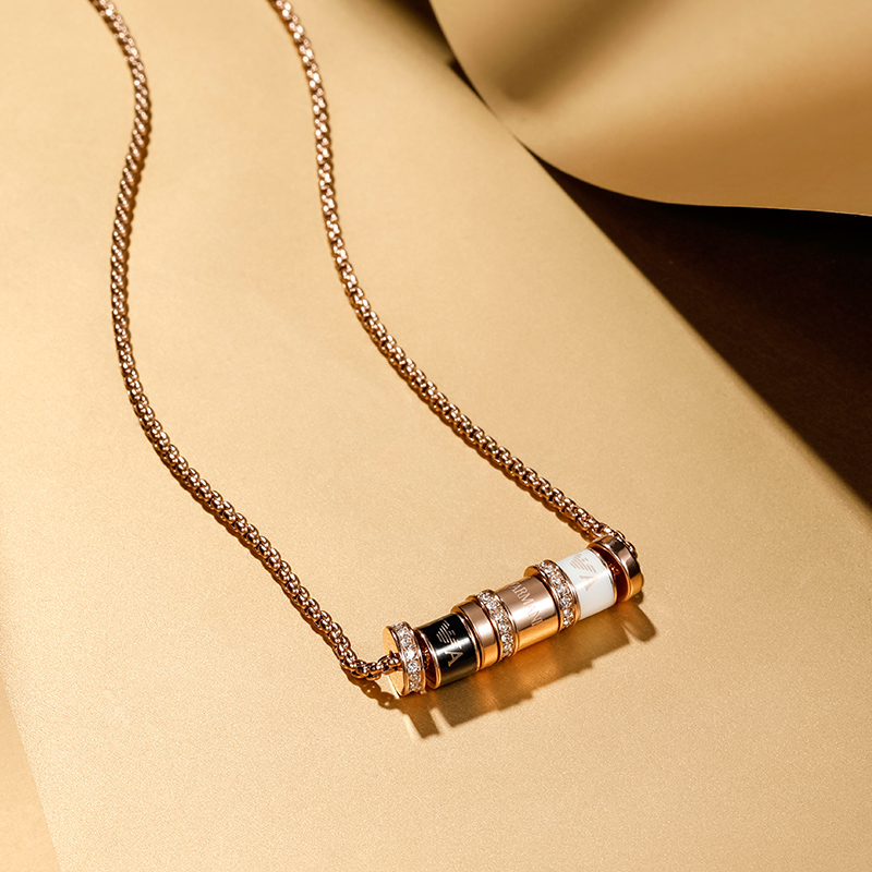 阿玛尼 镶钻串珠项链