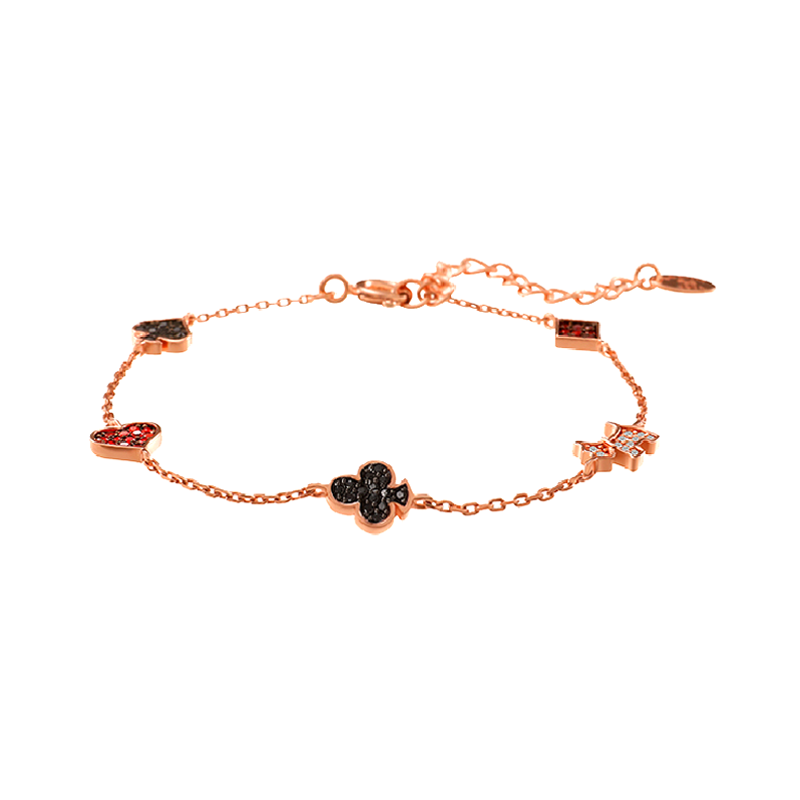 AGATHA 红心扑克银手链