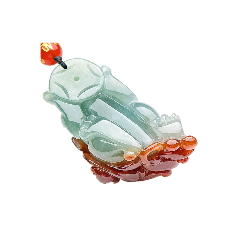 可玉可求 翡翠貔貅和田玉吊坠