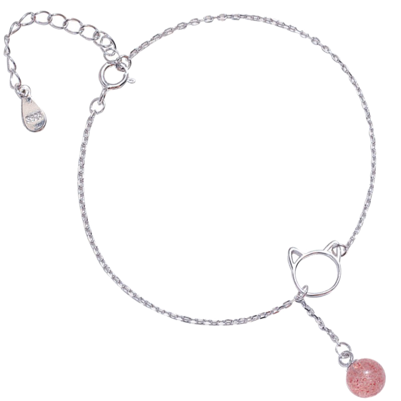 伊黛儿 草莓晶猫咪手链