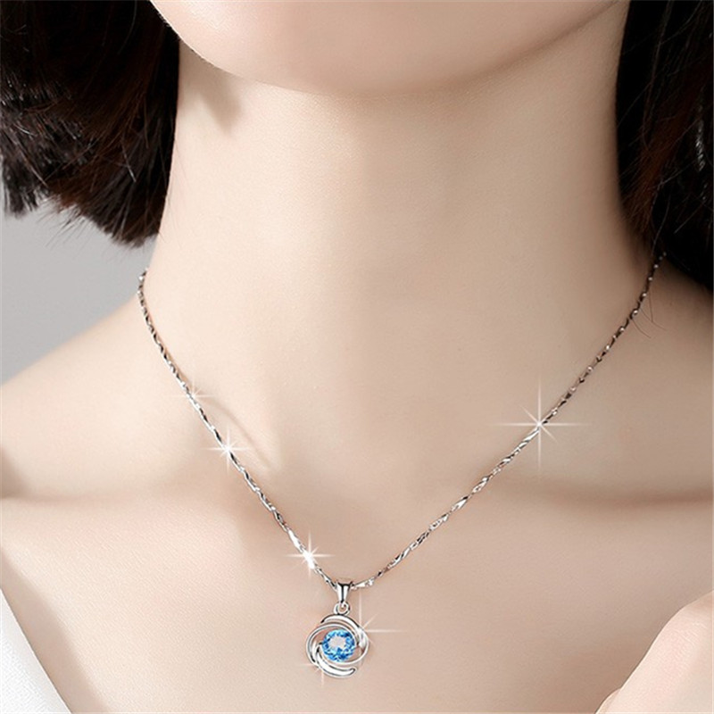 恒致 天然托帕石银项链