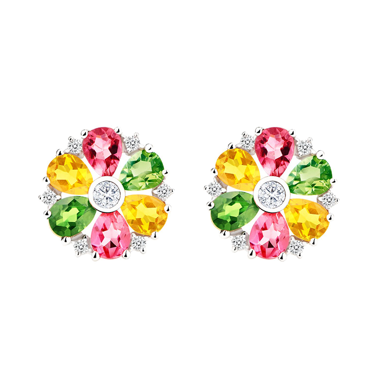 JOLEE 彩色碧玺银质耳钉