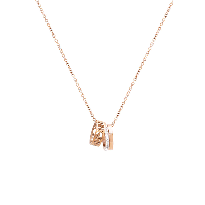 晓色 玫瑰金钛钢项链