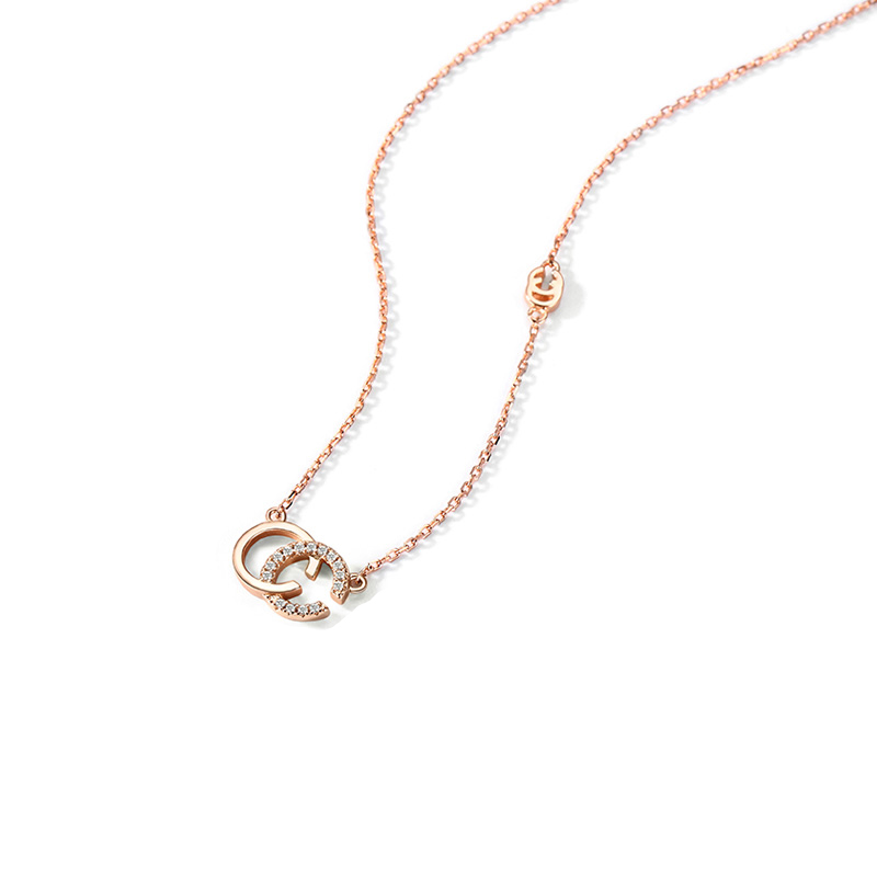 T400 双C字母女士锁骨项链