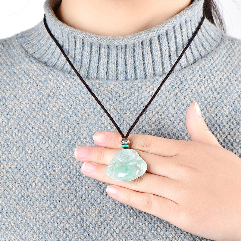 可玉可求 笑佛翡翠吊坠