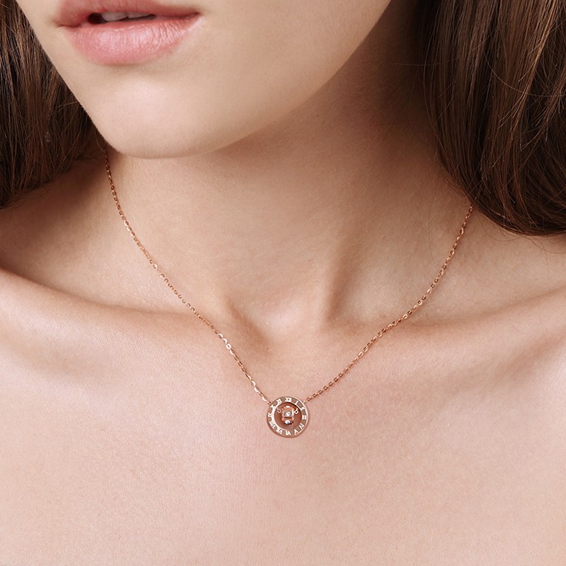 LK 彩金双环吊坠项链