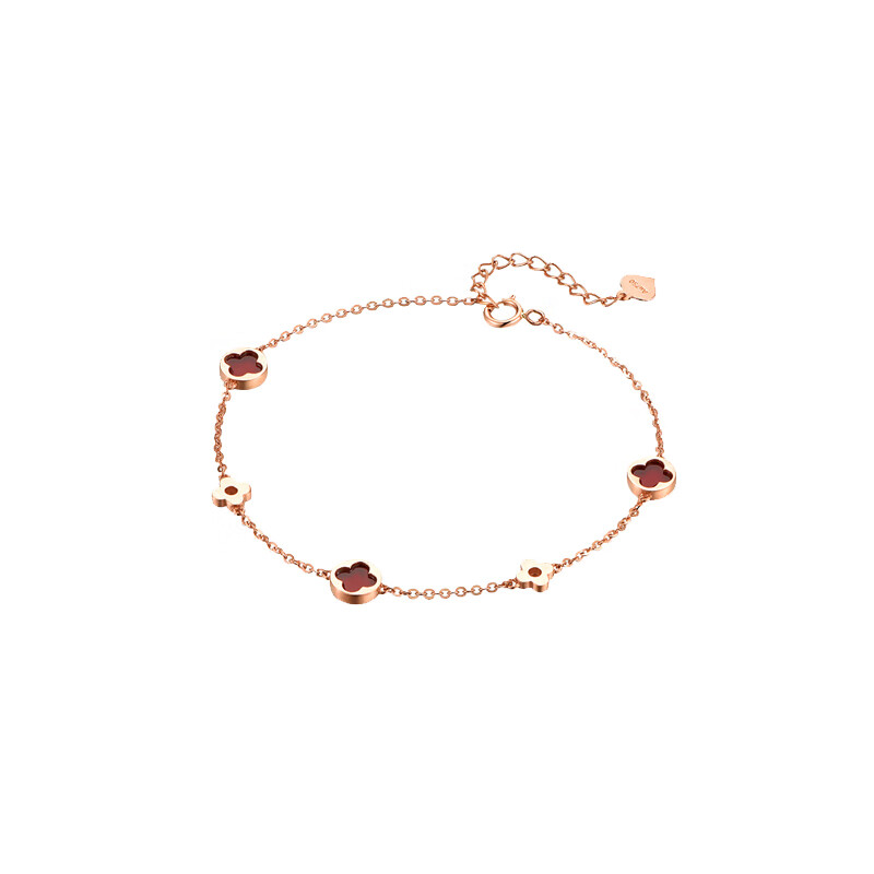 爱的约定 红玛瑙四叶草手链