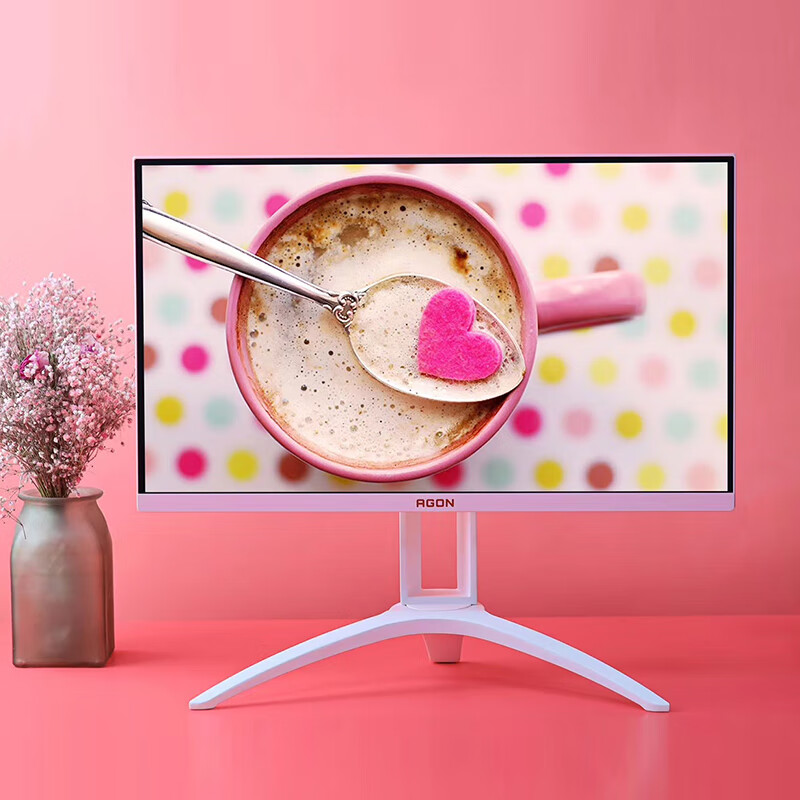 AOC爱攻3粉色电竞显示器，送给喜欢玩游戏的女生礼物
